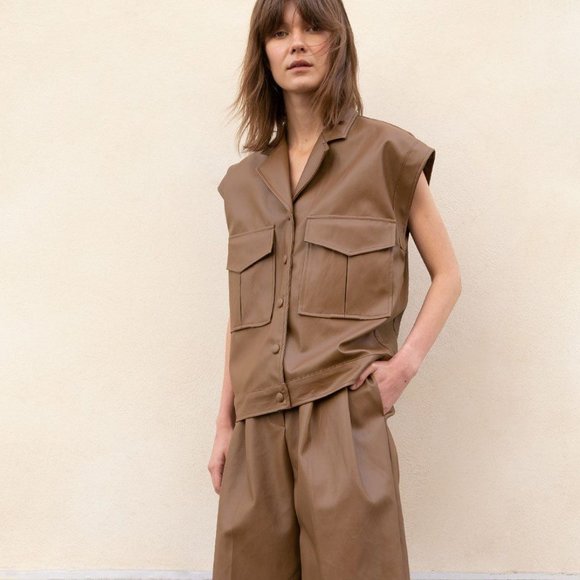 Frankie Shop Tops - Frankie Shop Vegan Leather Vest Sleeveless Jacket